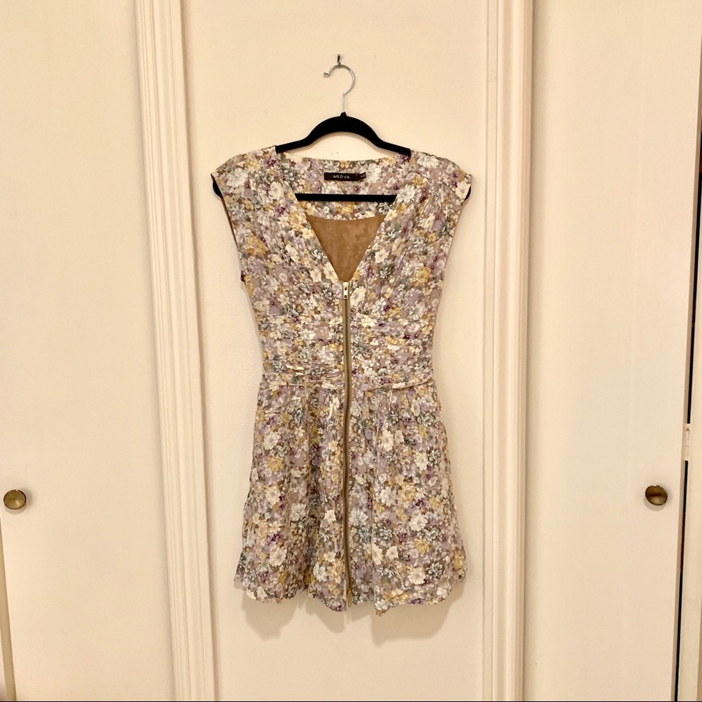 Elegant Zip Front Floral Dress